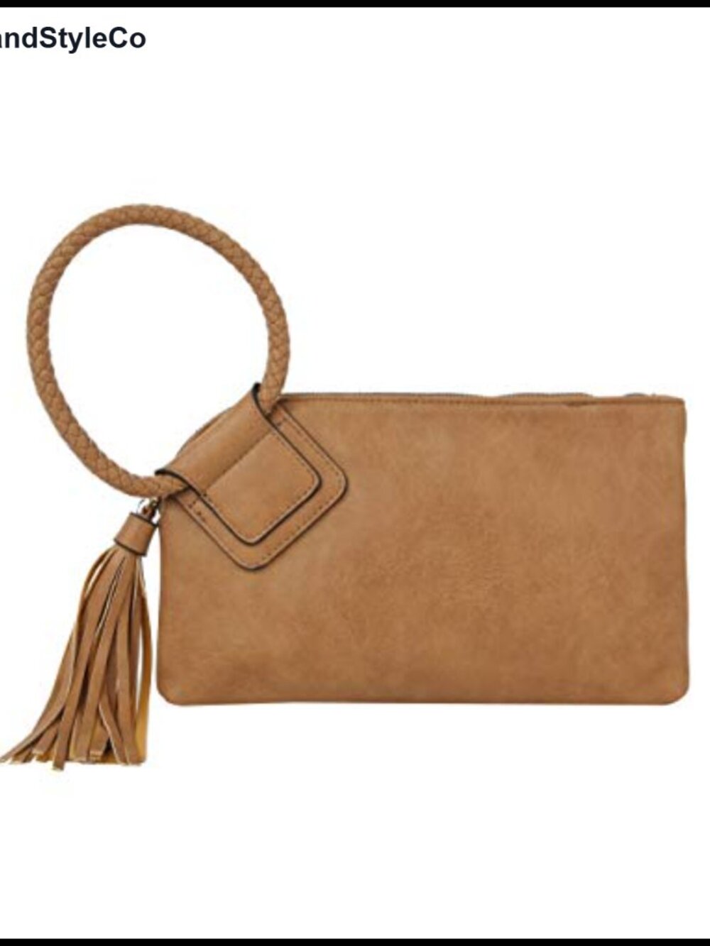 Vegan Faux Leather Wristlet Clutch Wallet with Braided Strap and Card Slots